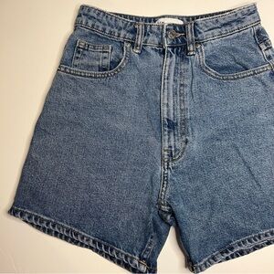 Zara High Rise Mom Fit Denim Shorts